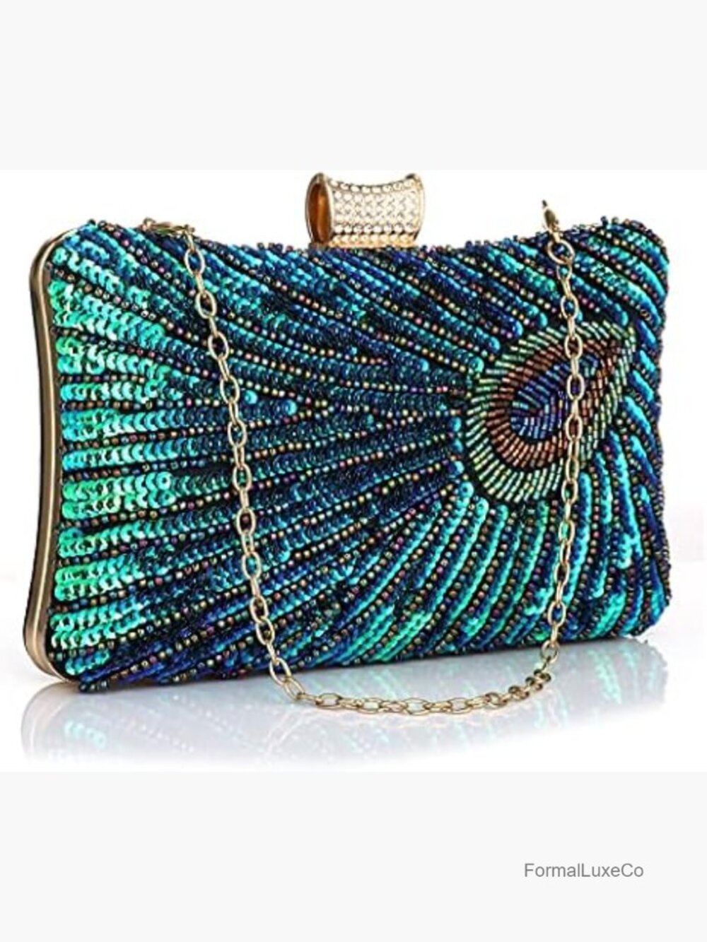 Peacock Evening Bags Clutch Purse with Detachable Chains Crossbody Handbags